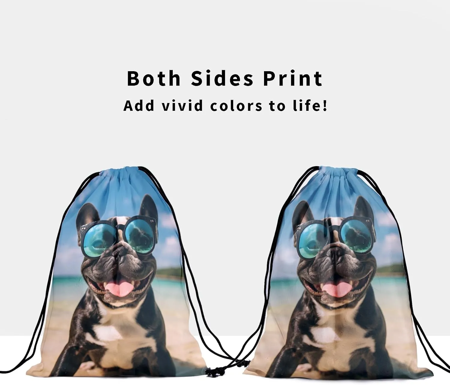 Nerxy French Bulldog Gymnastics Grip Bag - Beach Dog Drawstring Grip Bag for Gymnasts Animal String Bag Pet Gym Drawstring Pouch for Travel Sports