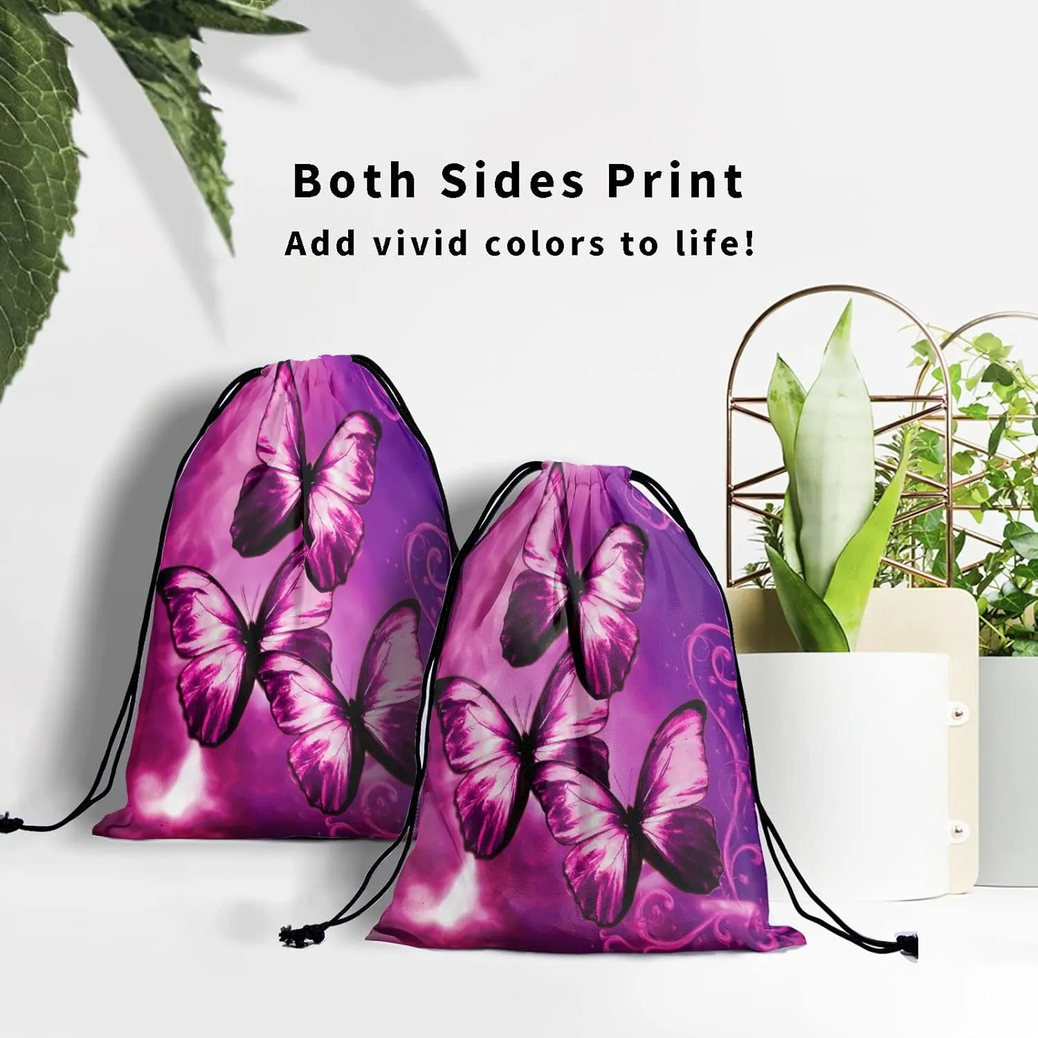 Nerxy Purple Red Butterfly Grip Bag - Pink Butterflies with Cloud Gymnastics Grips Bag Abstract Butterfly Animal Drawstring Storage Pouch