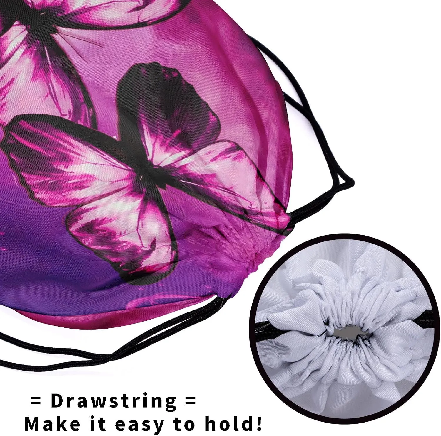 Nerxy Purple Red Butterfly Grip Bag - Pink Butterflies with Cloud Gymnastics Grips Bag Abstract Butterfly Animal Drawstring Storage Pouch