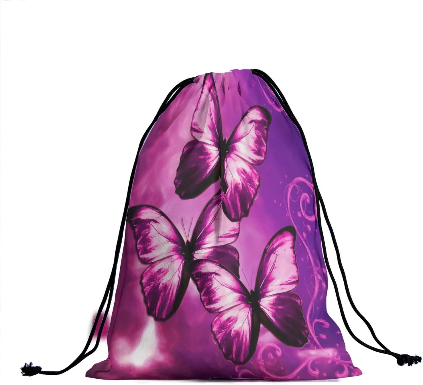 Nerxy Purple Red Butterfly Grip Bag - Pink Butterflies with Cloud Gymnastics Grips Bag Abstract Butterfly Animal Drawstring Storage Pouch