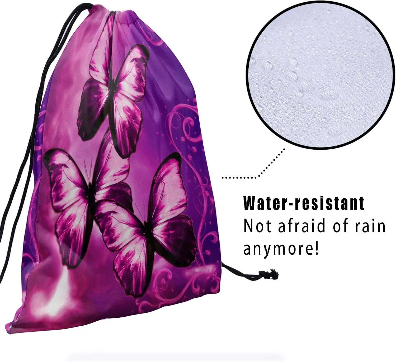 Nerxy Purple Red Butterfly Grip Bag - Pink Butterflies with Cloud Gymnastics Grips Bag Abstract Butterfly Animal Drawstring Storage Pouch