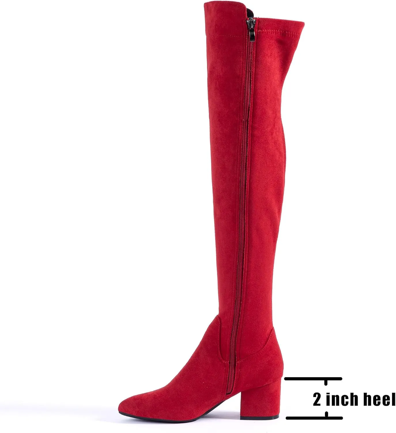 N.N.G Women Over Knee Boots Suede Thigh High Long Comfort Black Winter Low Square Toe Block Heel