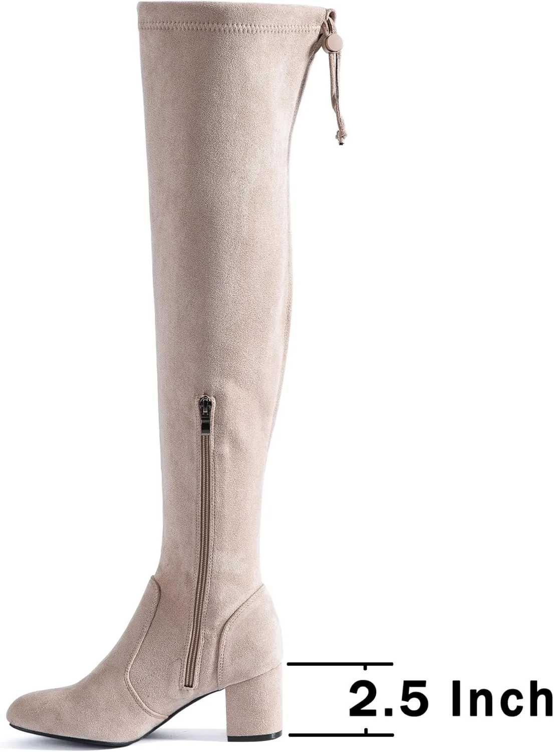 N.N.G Women Over Knee Boots Thigh High Suede Block Heel Lace Up Black Winter Long OTK Comfort