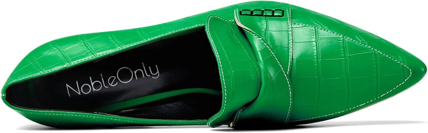NobleOnly Womens High Heels Slip-on Platform Pumps Comfortable Leather Stilettos Loafers Shoes 4" Heel