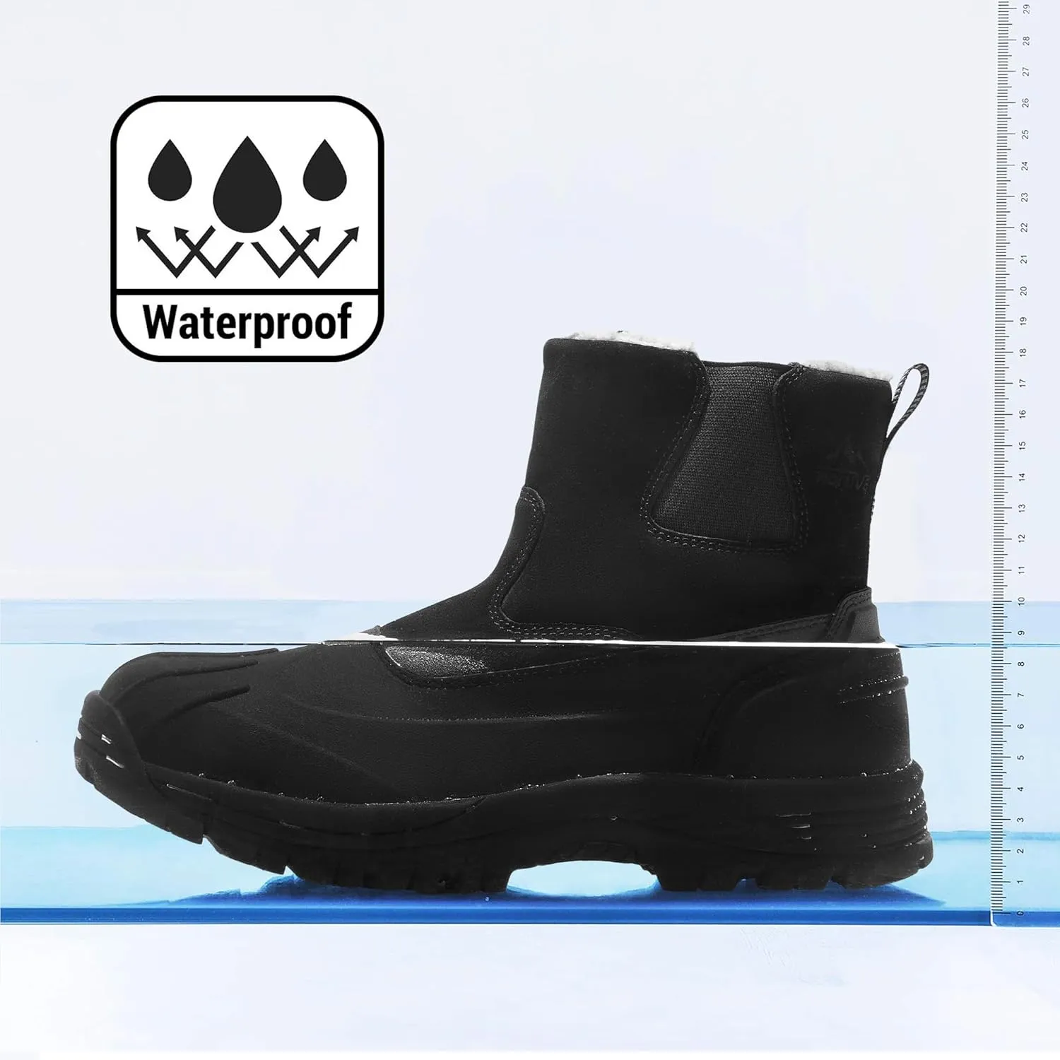 NORTIV 8 Mens Slip on Winter Waterproof Rain Boot for Outdoor