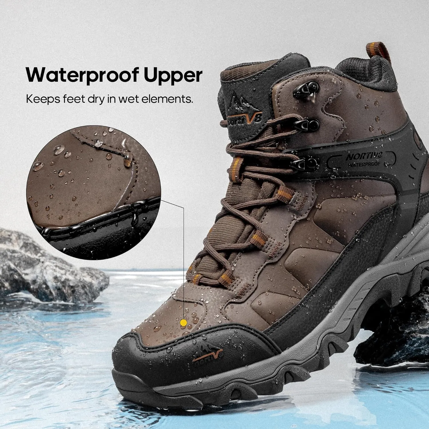 NORTIV 8 Men's Waterproof Hiking Boots Outdoor Mid Trekking Lightweight Mountaineering Shoes Paladin