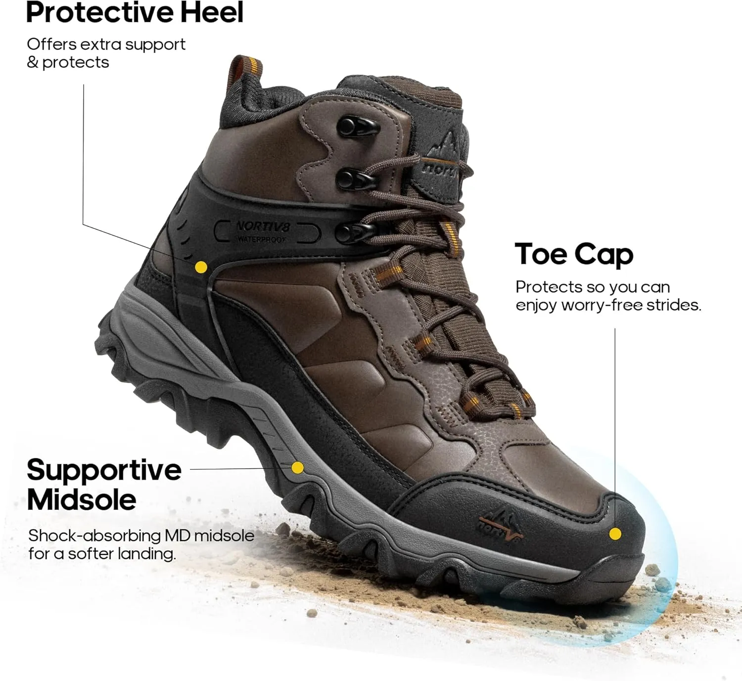 NORTIV 8 Men's Waterproof Hiking Boots Outdoor Mid Trekking Lightweight Mountaineering Shoes Paladin
