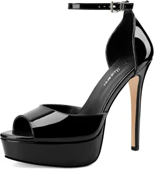 Oh Mispares Women's Stiletto High Heel Sandals Peep Toe Platform Ankle Strap Comfortable Heeled Fashion Sexy Gold Dress Heels for Wedding Evening Party Prom