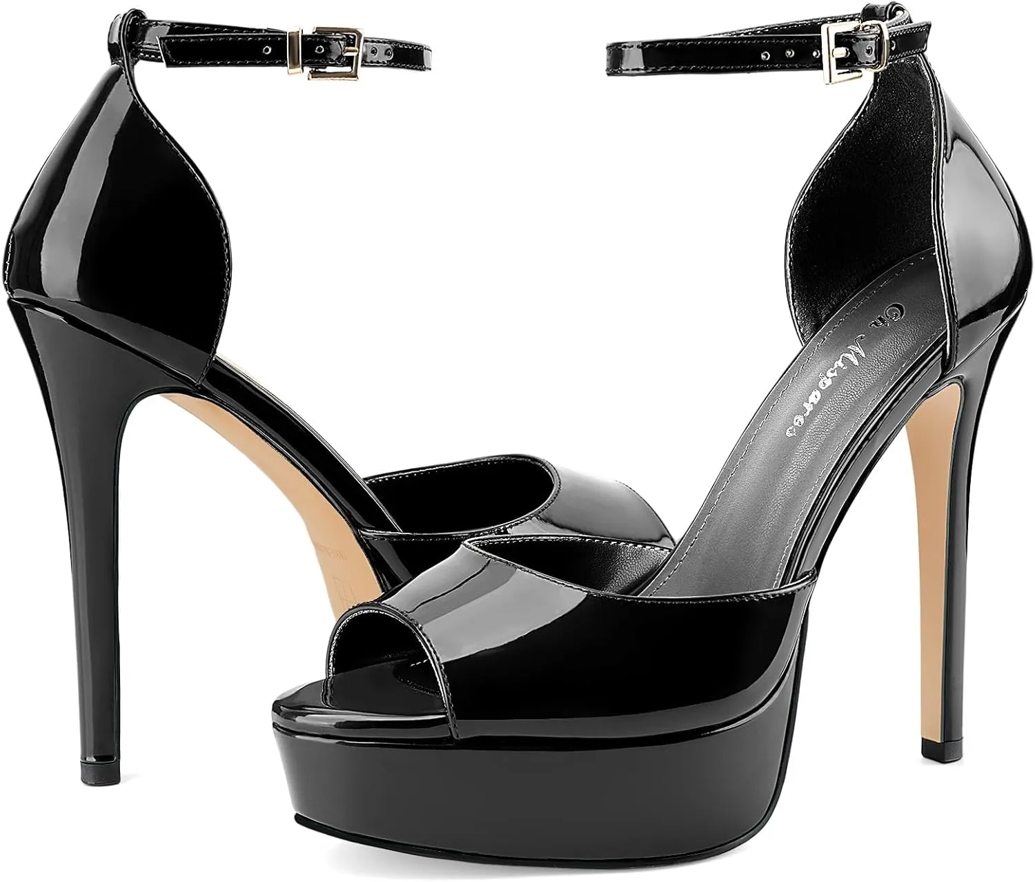 Oh Mispares Women's Stiletto High Heel Sandals Peep Toe Platform Ankle Strap Comfortable Heeled Fashion Sexy Gold Dress Heels for Wedding Evening Party Prom
