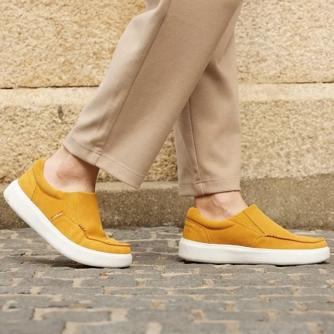 OrthoComfoot Men's Orthopedic Slip-On Loafers Walking Shoes: Casual Arch Support Loafers for Plantar Fasciitis, Comfortable Orthotic Dress Shoes for Foot and Heel Pain Relief