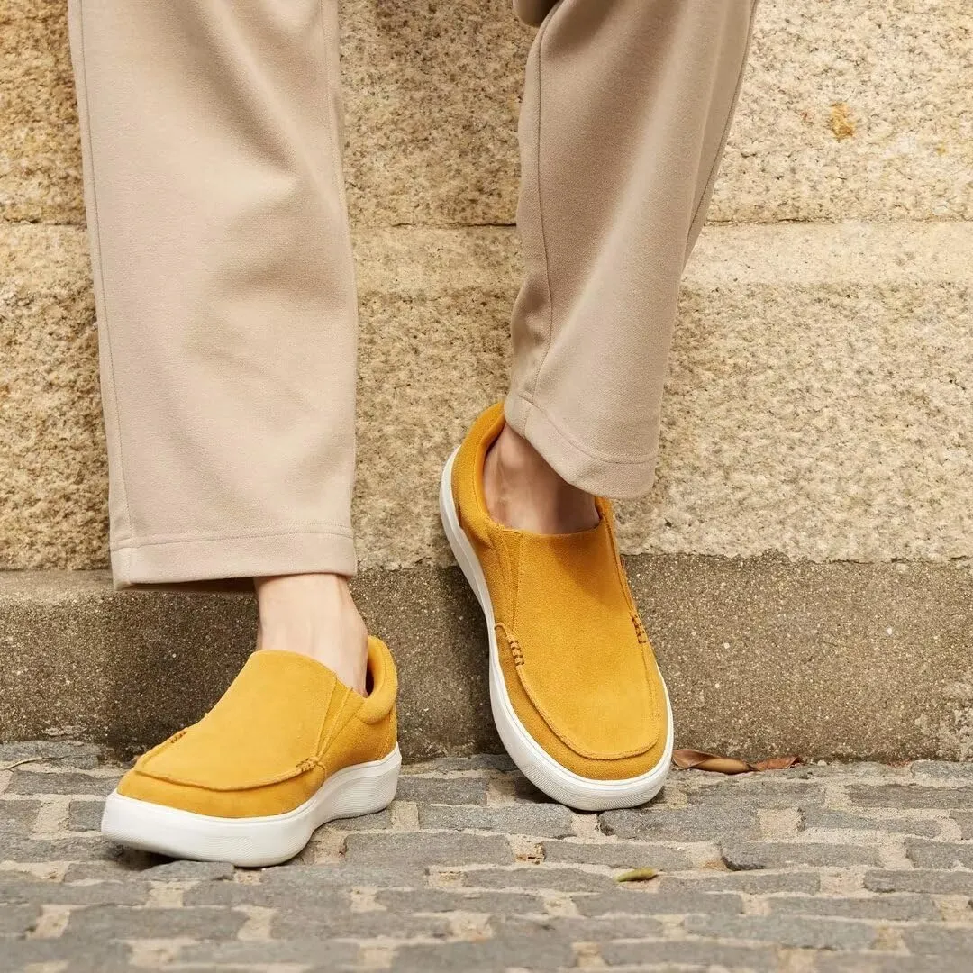 OrthoComfoot Men's Orthopedic Slip-On Loafers Walking Shoes: Casual Arch Support Loafers for Plantar Fasciitis, Comfortable Orthotic Dress Shoes for Foot and Heel Pain Relief