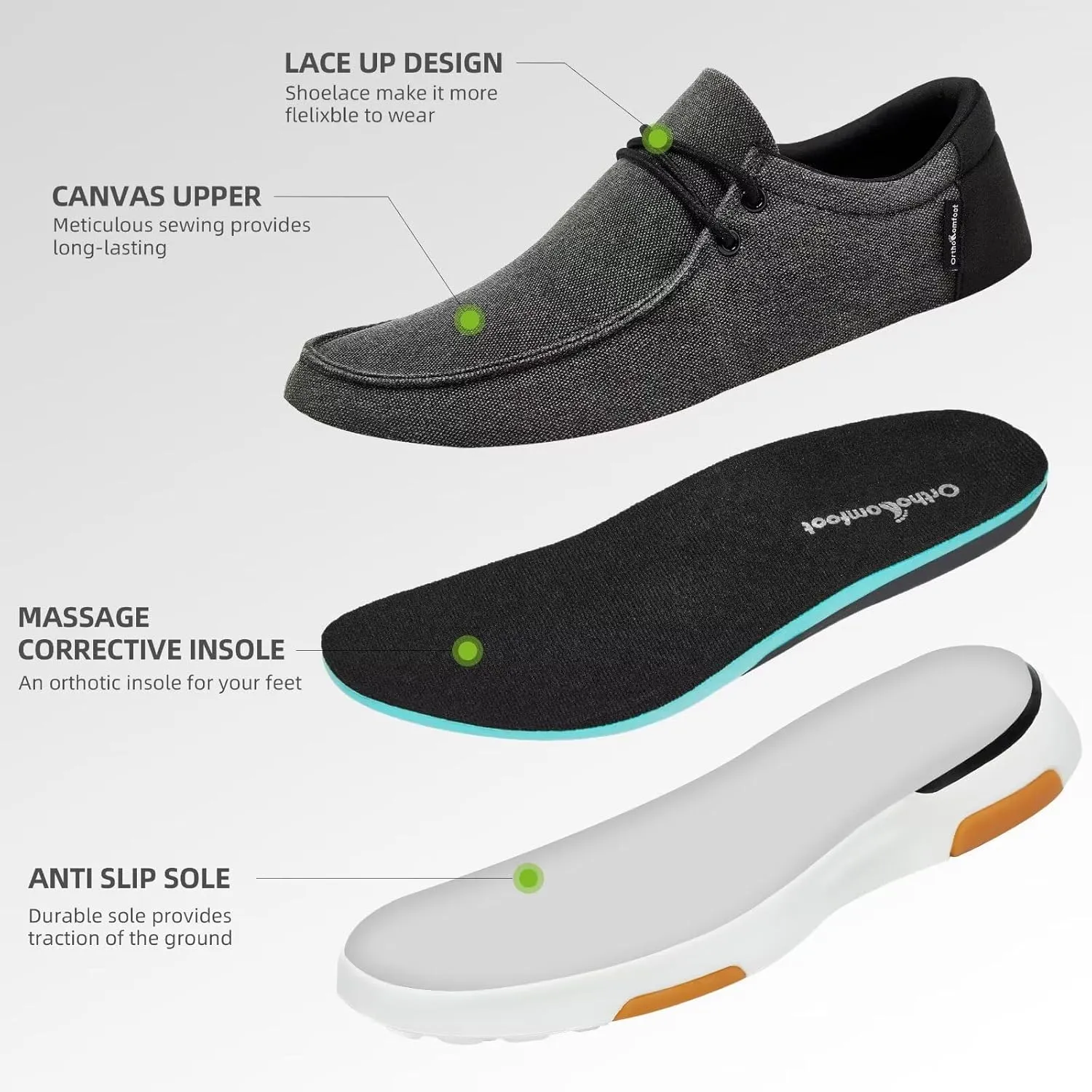 OrthoComfoot Men's Orthopedic Slip-On Loafers Walking Shoes: Comfortable Arch Support Shoes for Plantar Fasciitis Relief, Flat Feet Casual Work Orthotic Loafers for Foot and Heel Pain