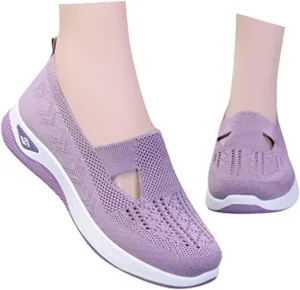 Orthopedic Shoes for Women Breathable Woven Diabetes Foam Shoes Walking Anti-Skid Sports Shoes Womens Slip On Sneakers Casual Arch Support Sneakers