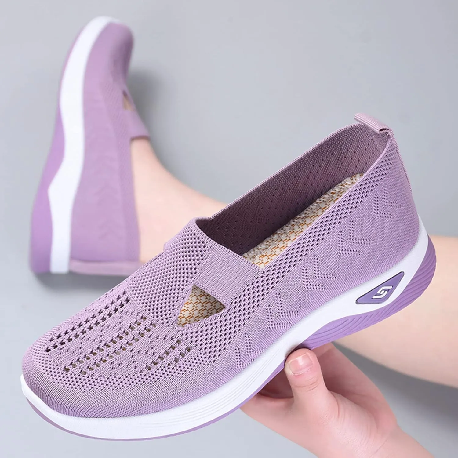 Orthopedic Shoes for Women Breathable Woven Diabetes Foam Shoes Walking Anti-Skid Sports Shoes Womens Slip On Sneakers Casual Arch Support Sneakers