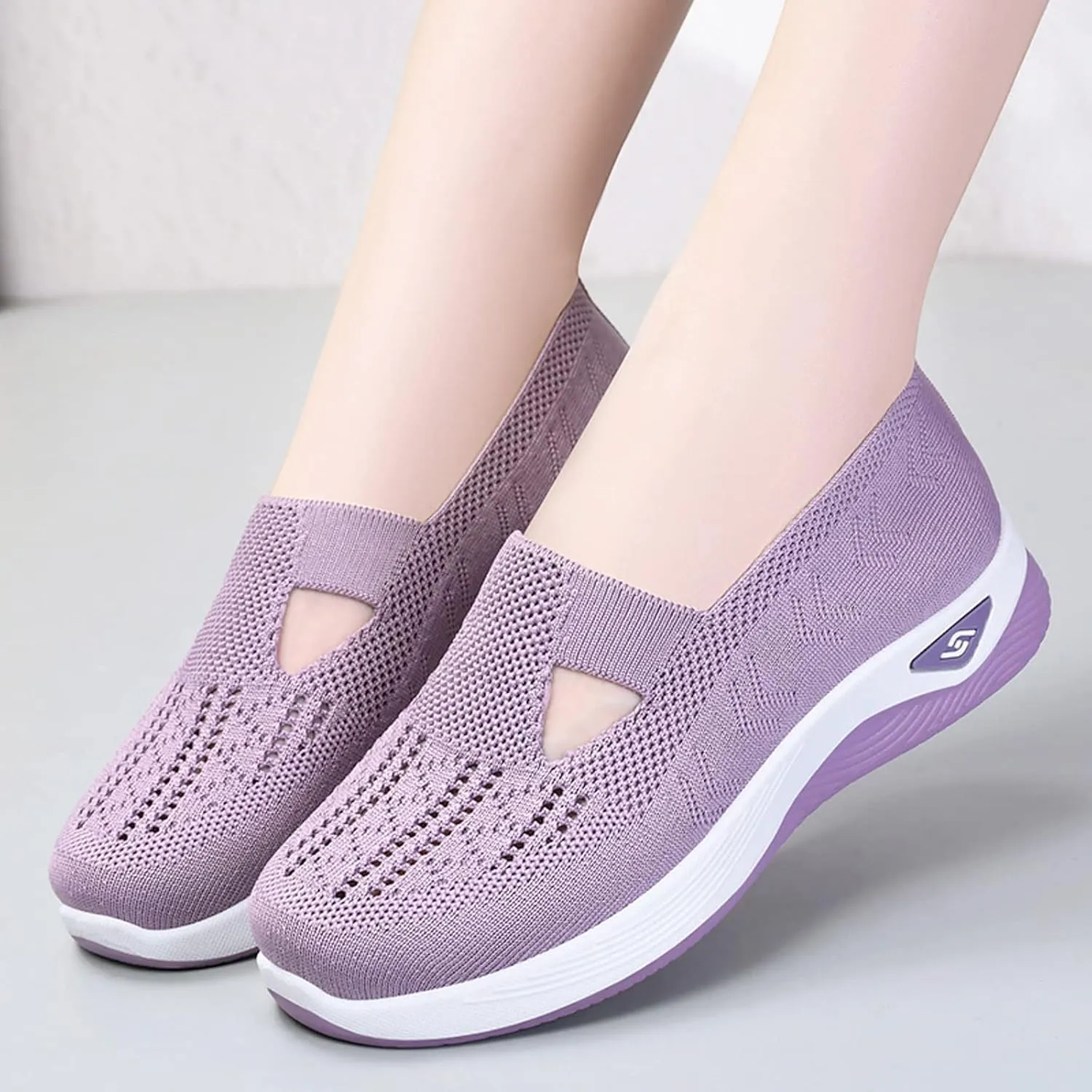 Orthopedic Shoes for Women Breathable Woven Diabetes Foam Shoes Walking Anti-Skid Sports Shoes Womens Slip On Sneakers Casual Arch Support Sneakers