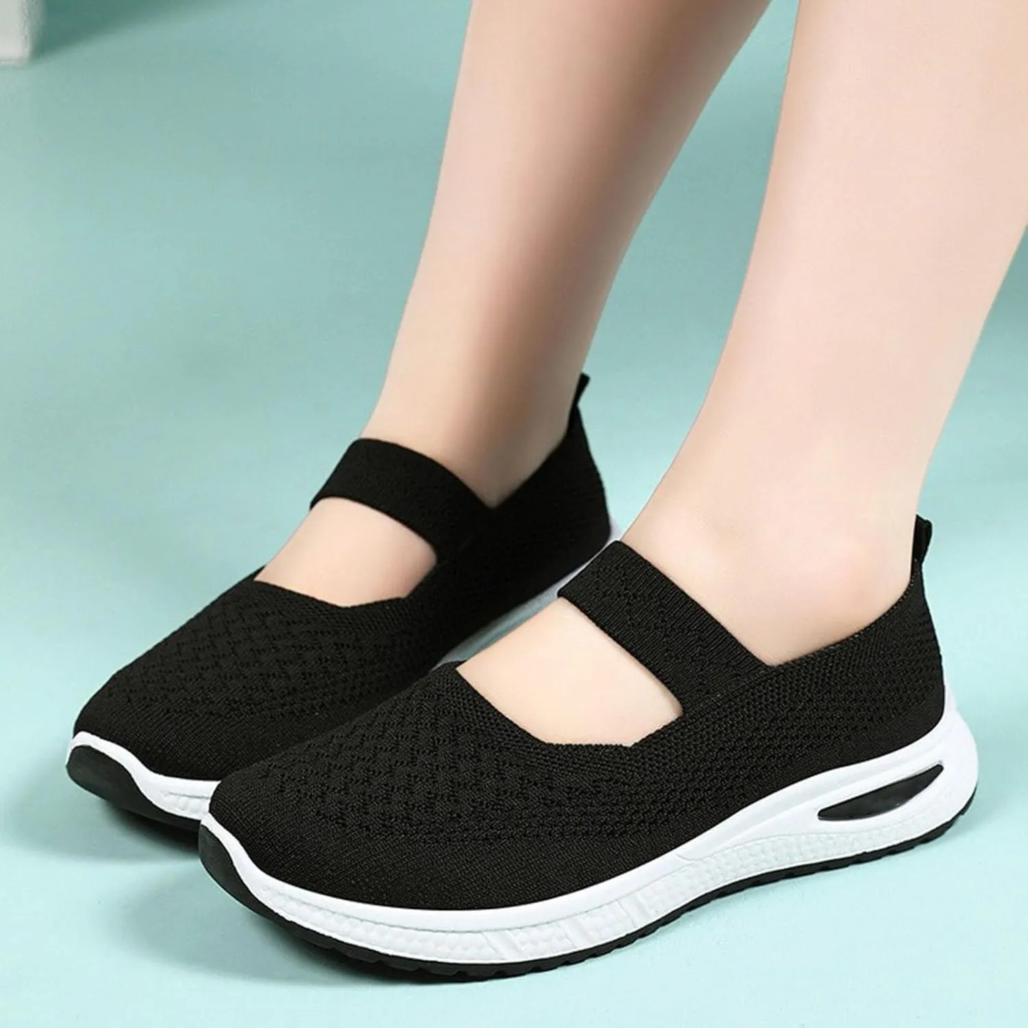 Orthopedic Shoes for Women,Zapatos Ortopédicos para Mujer,Women's Woven Orthopedic Breathable Soft Shoes,Hands Free Slip in Sneakers,Slip on Arch Support Walking Shoes,Knitted Fabric Mesh Sneakers