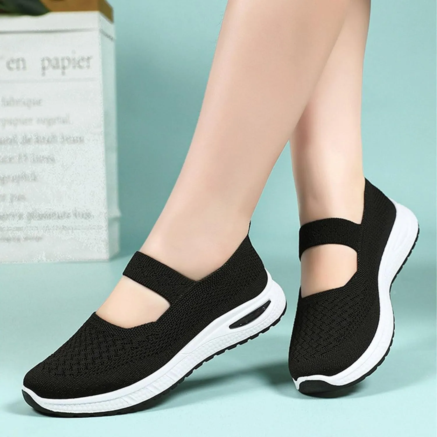Orthopedic Shoes for Women,Zapatos Ortopédicos para Mujer,Women's Woven Orthopedic Breathable Soft Shoes,Hands Free Slip in Sneakers,Slip on Arch Support Walking Shoes,Knitted Fabric Mesh Sneakers