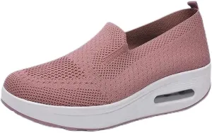 Orthopedic Walking Shoes for Women, Slip-On Light Air Cushion Mesh Up Stretch Platform Orthopedic Sneakers for Arch Support