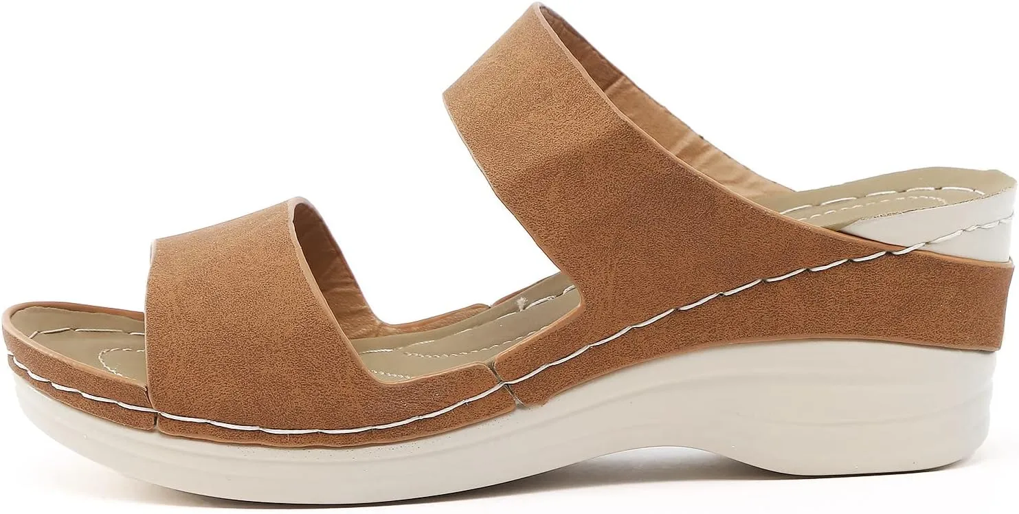 Orthotic Sandals for Women Wide Flip Flops Beach Non Slip Wide Width Wedge Sandal Plus Size Arch Support Women Comfort Orthopedic Knit Flip Flop Shoe Sandalias Ortopedicas De Mujer