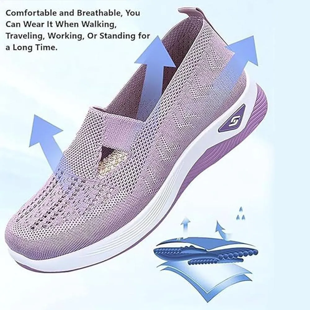 Orthowalkway Womens Shoes, Spring Summer Orthopedic Arch Support Mesh Breathable Cut-Out Soft Sneakers Breathable and Comfortable