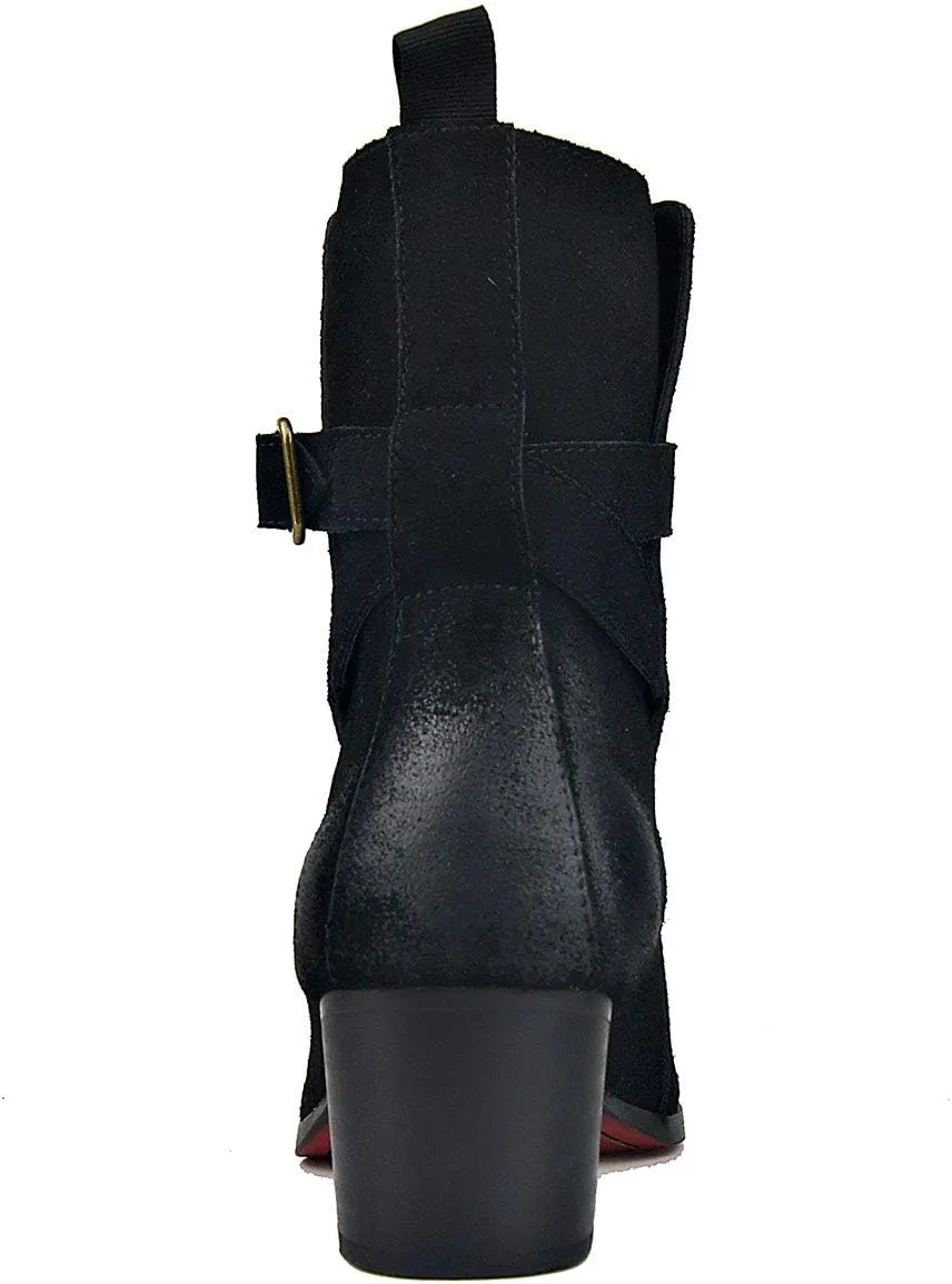 OSSTONE Dress Boot for Men Leather Chukka Designer Boots Casual Heel Shoes Buckle JY005