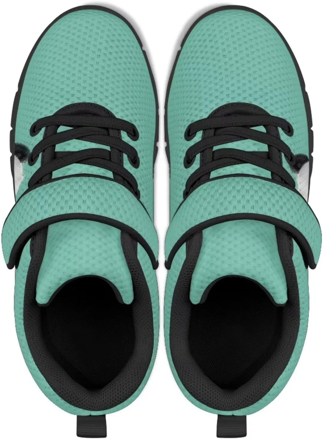 Panda Print Athletic Sneakers for Girl Hook & Loop Soccer Shoes Memory Foam Running Hiking Sneaker