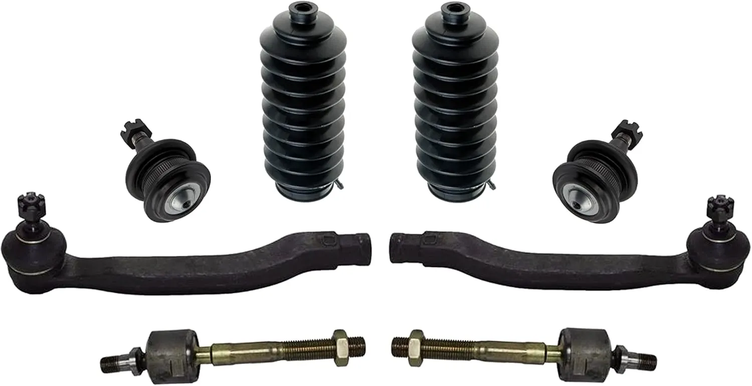 PartsW - 8 Pc Outer & Inner Tie Rod Ends with Bellow Boots   Upper Ball Joints Suspension Kit Fits Honda Accord/Honda Odyssey/Isuzu Oasis