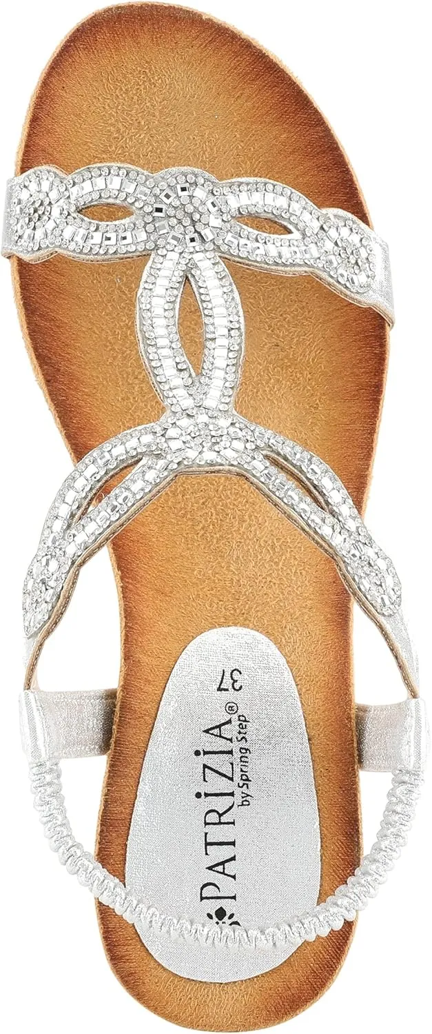 PATRIZIA Women’s Shining Slip-On Wedge Sandals – Crystal Embellished Cut-Out Design ladies slides with Comfy Silky Wrap and Flexible Rubber Sole