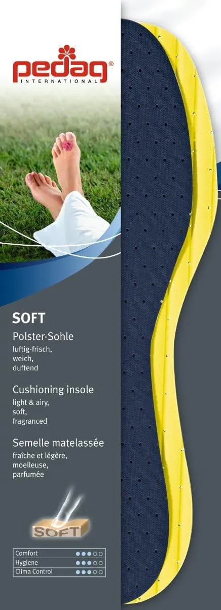 Pedag Soft | Fabric Covered Latex Foam Insoles | Lemon Scented | US Women 8 /EU 38 | 3 Pair