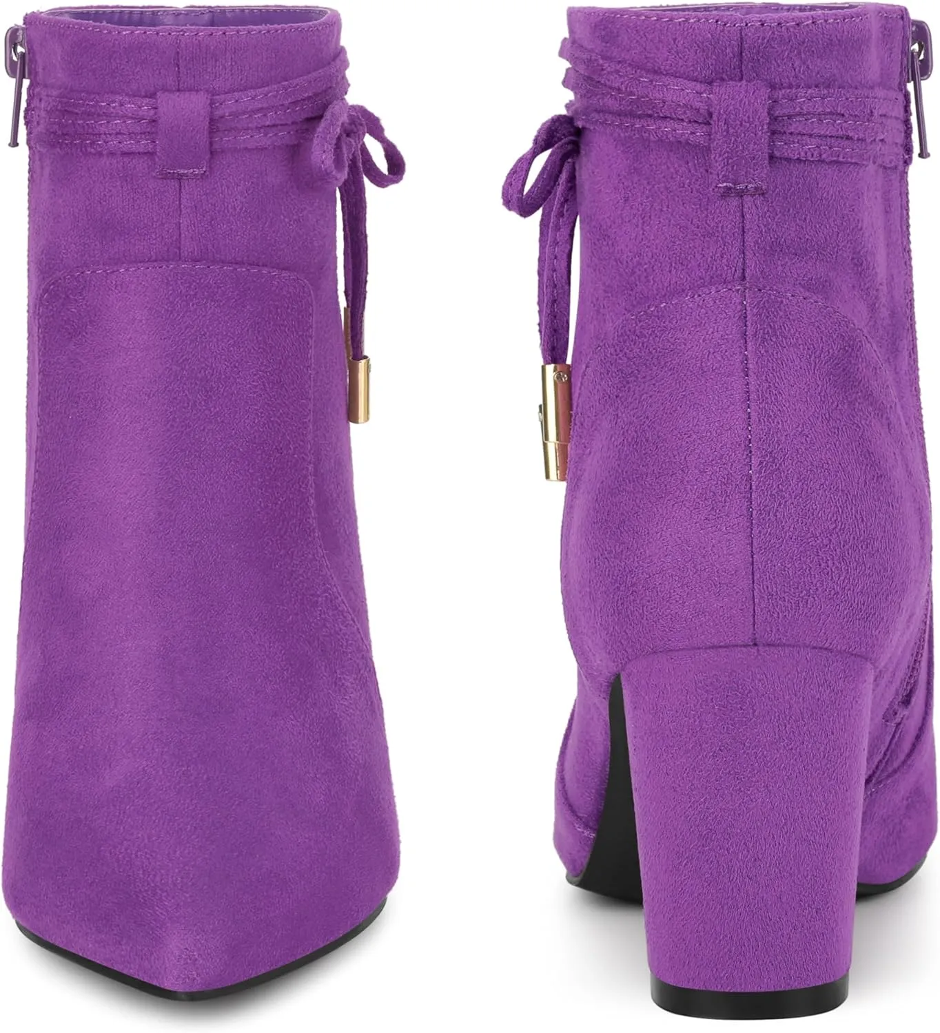 Perphy Bow Tie Booties Ankle Boots Pointed Toe Block Heel Boots for Women