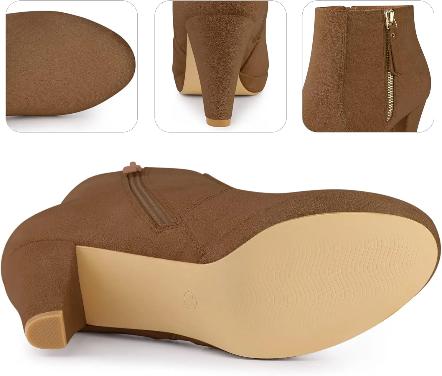 Perphy Platform Round Toe Chunky Heels Ankle Boots for Women