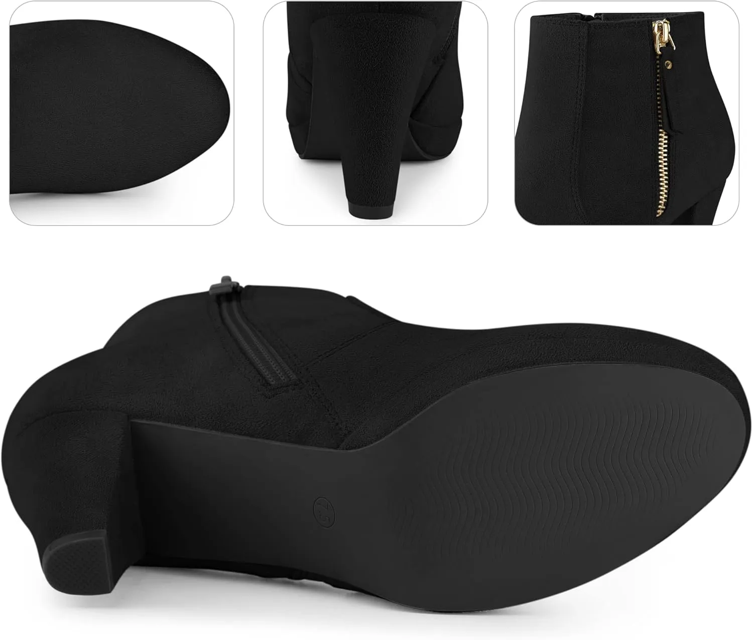 Perphy Platform Round Toe Chunky Heels Ankle Boots for Women