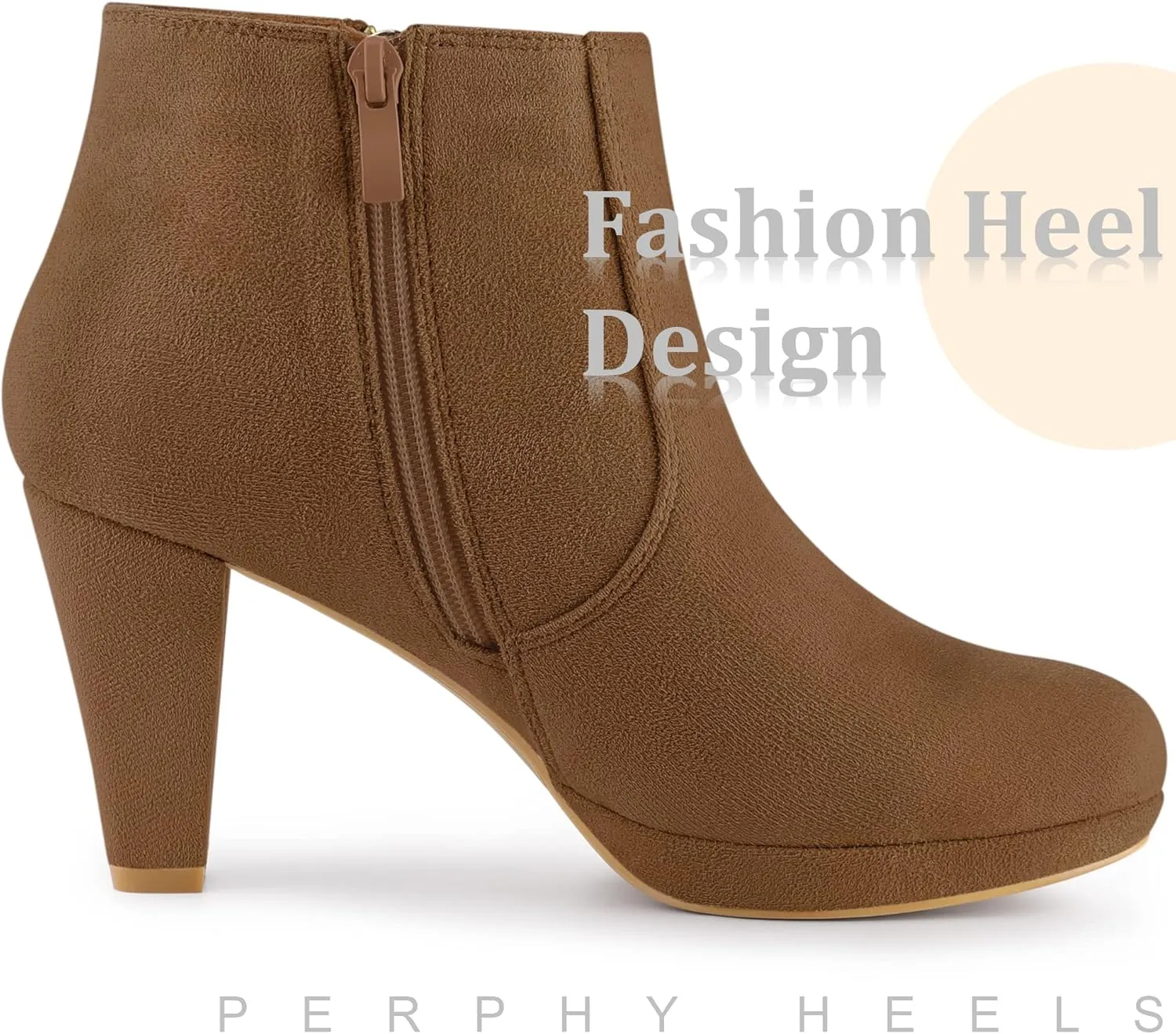 Perphy Platform Round Toe Chunky Heels Ankle Boots for Women