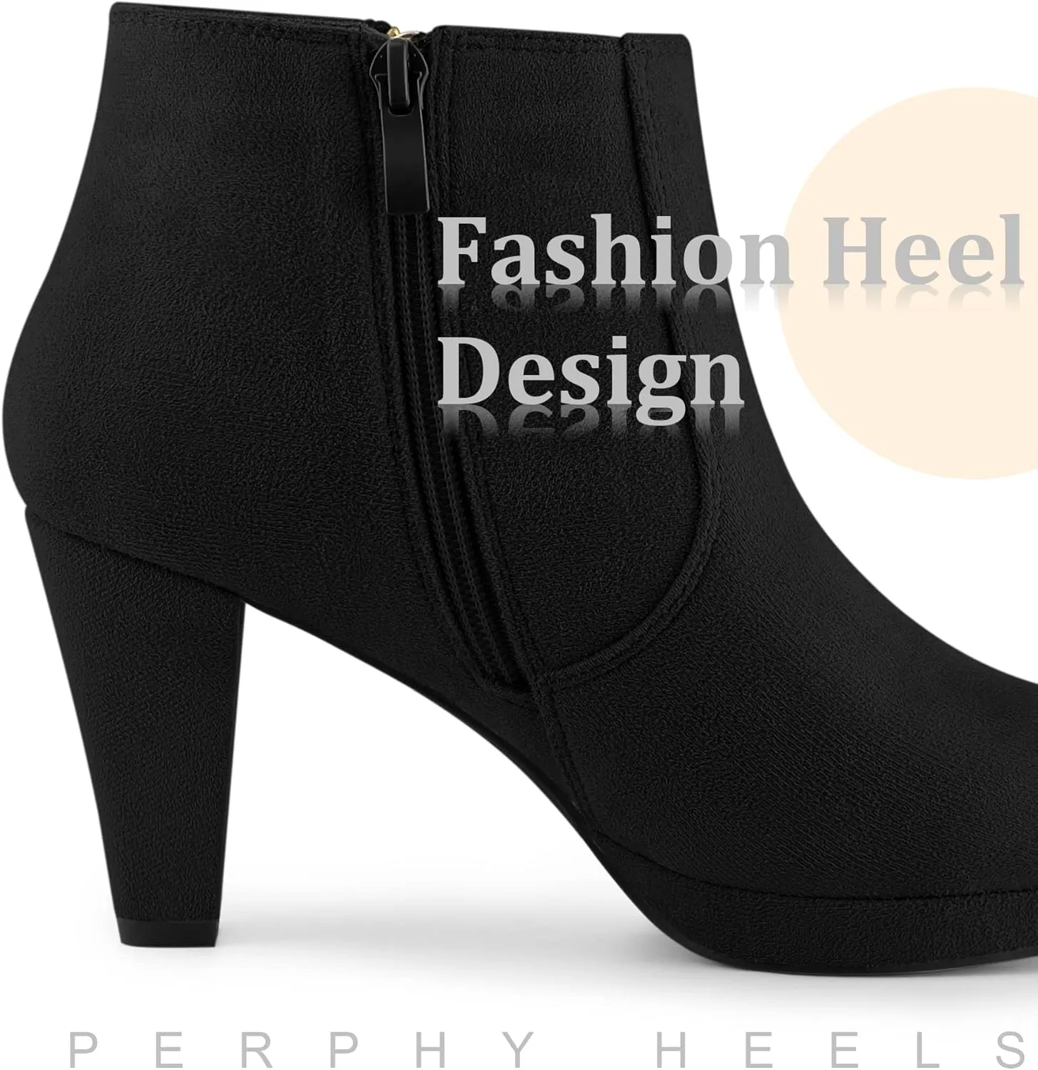 Perphy Platform Round Toe Chunky Heels Ankle Boots for Women