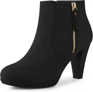 Perphy Platform Round Toe Chunky Heels Ankle Boots for Women