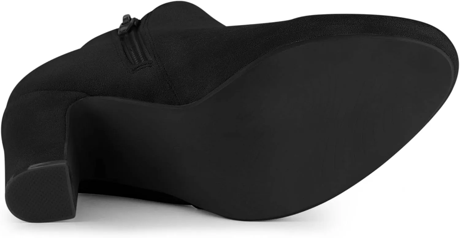 Perphy Platform Round Toe Chunky High Heels Ankle Boots for Women
