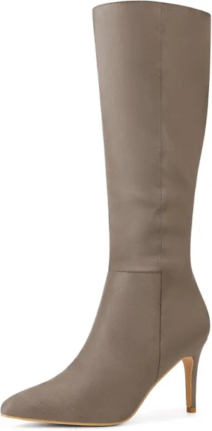 Perphy Pointed Toe Side Zip Stiletto Heel Tall Boot Thigh Knee High Boots for Women