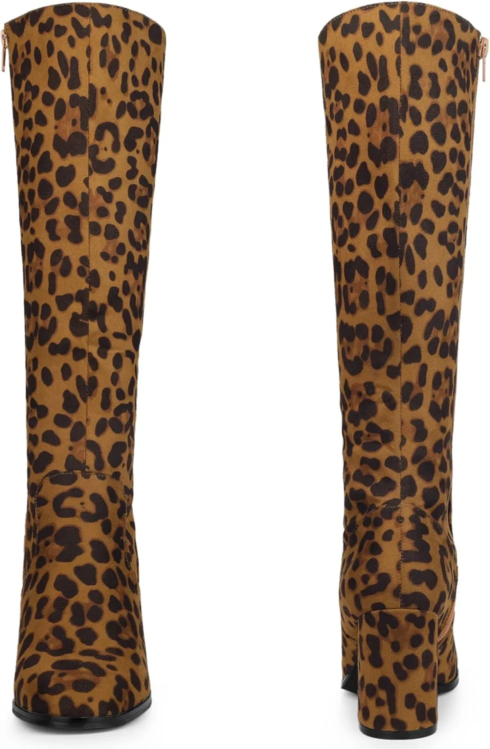 Perphy Round Toe Chunky Heels Knee High Boots for Women