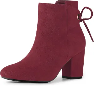 Perphy Round Toe Lace Up Chunky High Heels Ankle Boots for Women