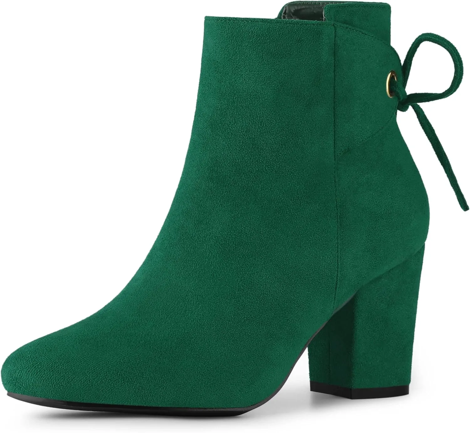 Perphy Round Toe Lace Up Chunky High Heels Ankle Boots for Women