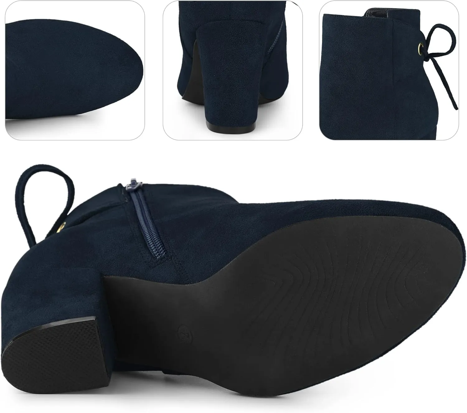 Perphy Round Toe Lace Up Chunky High Heels Ankle Boots for Women