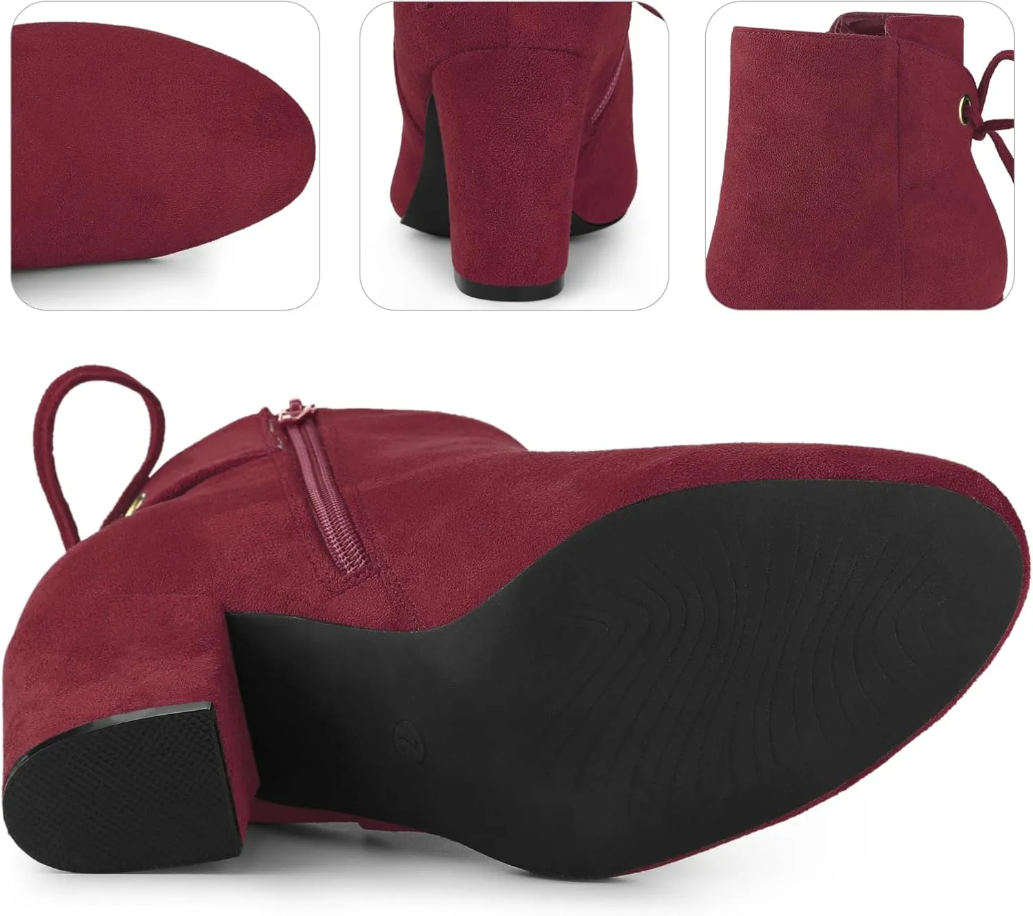 Perphy Round Toe Lace Up Chunky High Heels Ankle Boots for Women