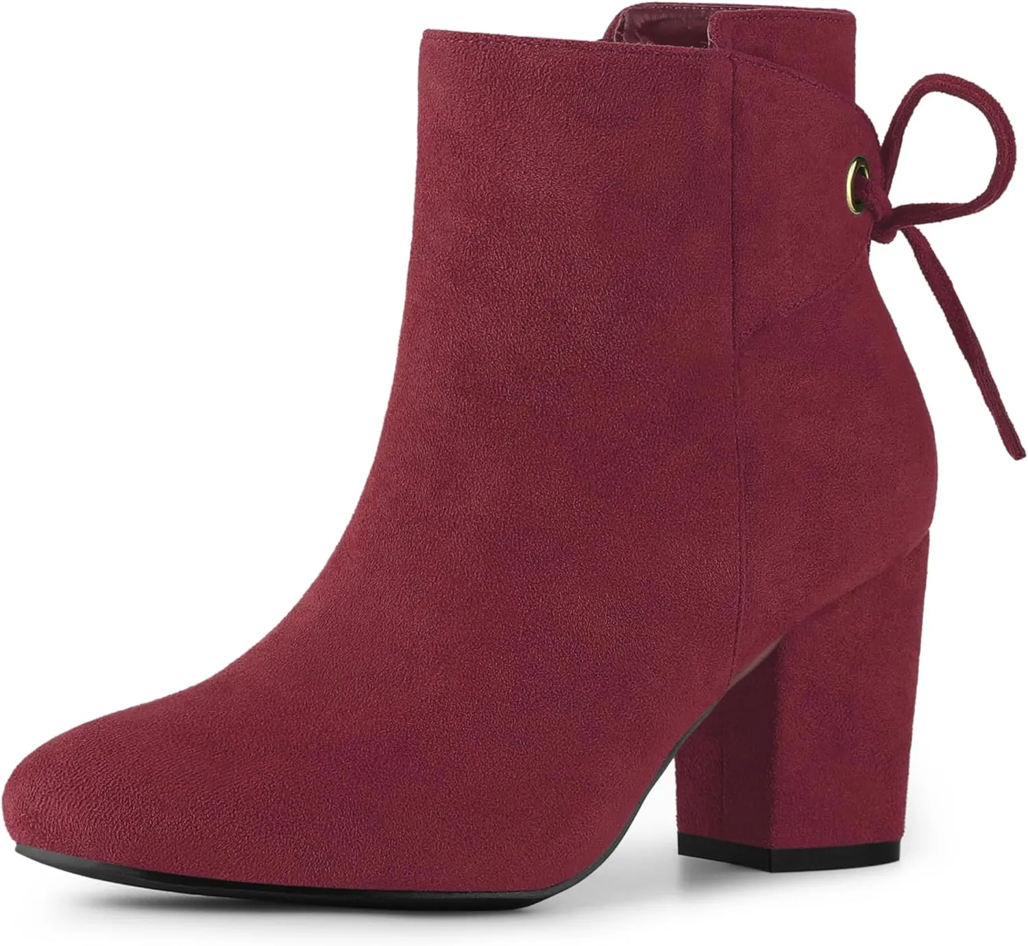 Perphy Round Toe Lace Up Chunky High Heels Ankle Boots for Women