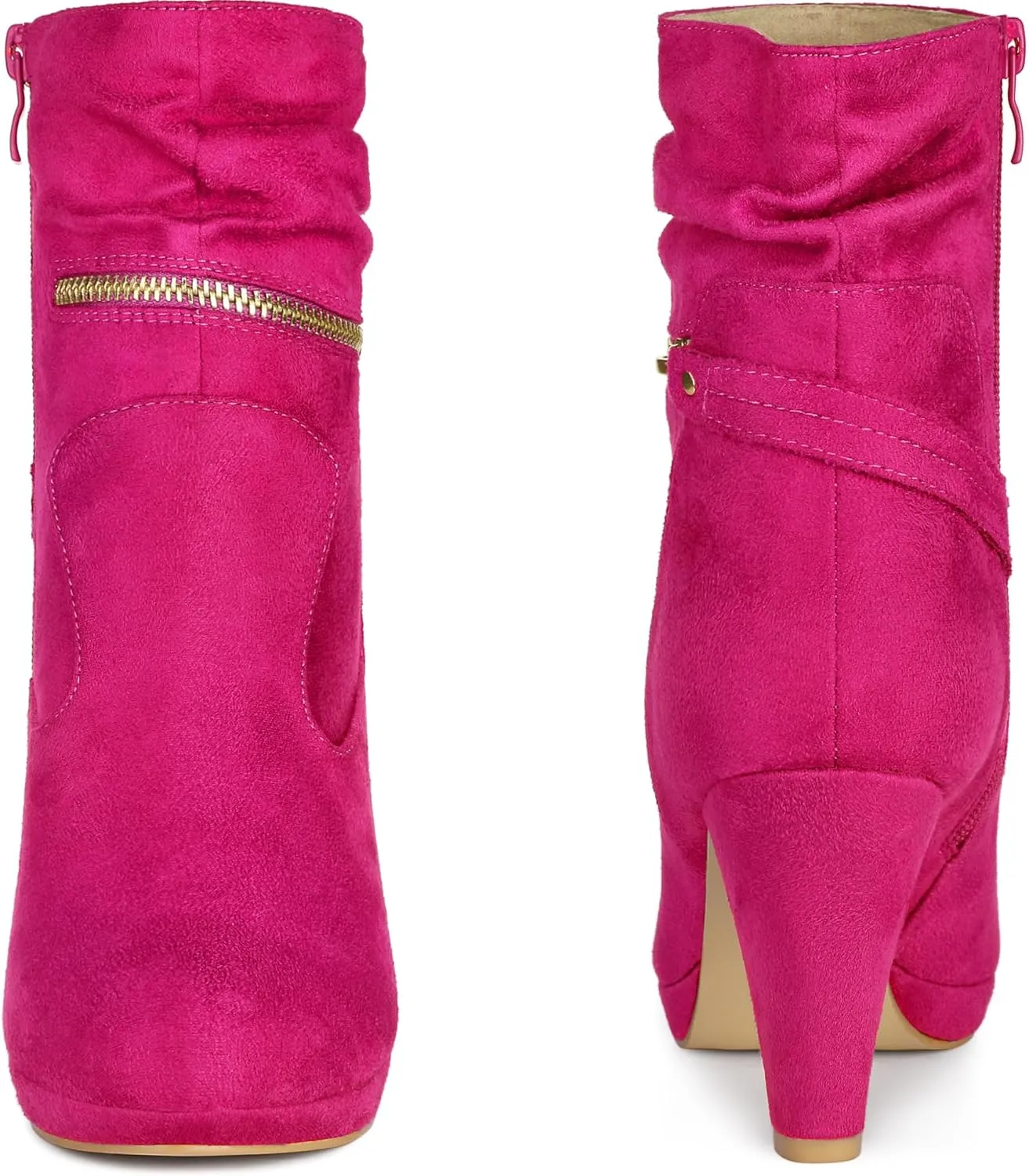 Perphy Round Toe Platform Block Heels Mid Calf Boots for Women