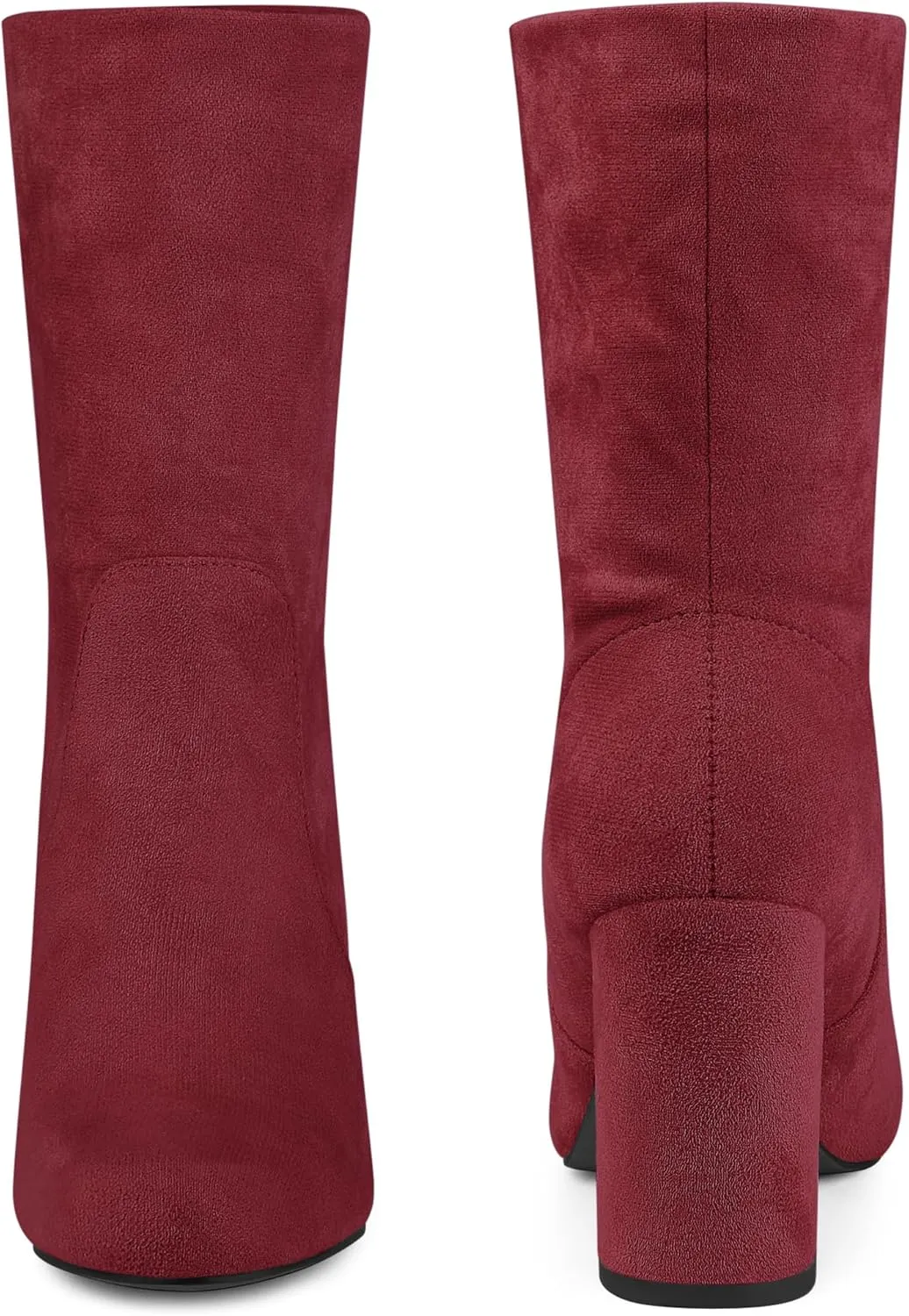 Perphy Stretch Foldable Sock Boot Round Toe Block Heel Ankle Boots for Women