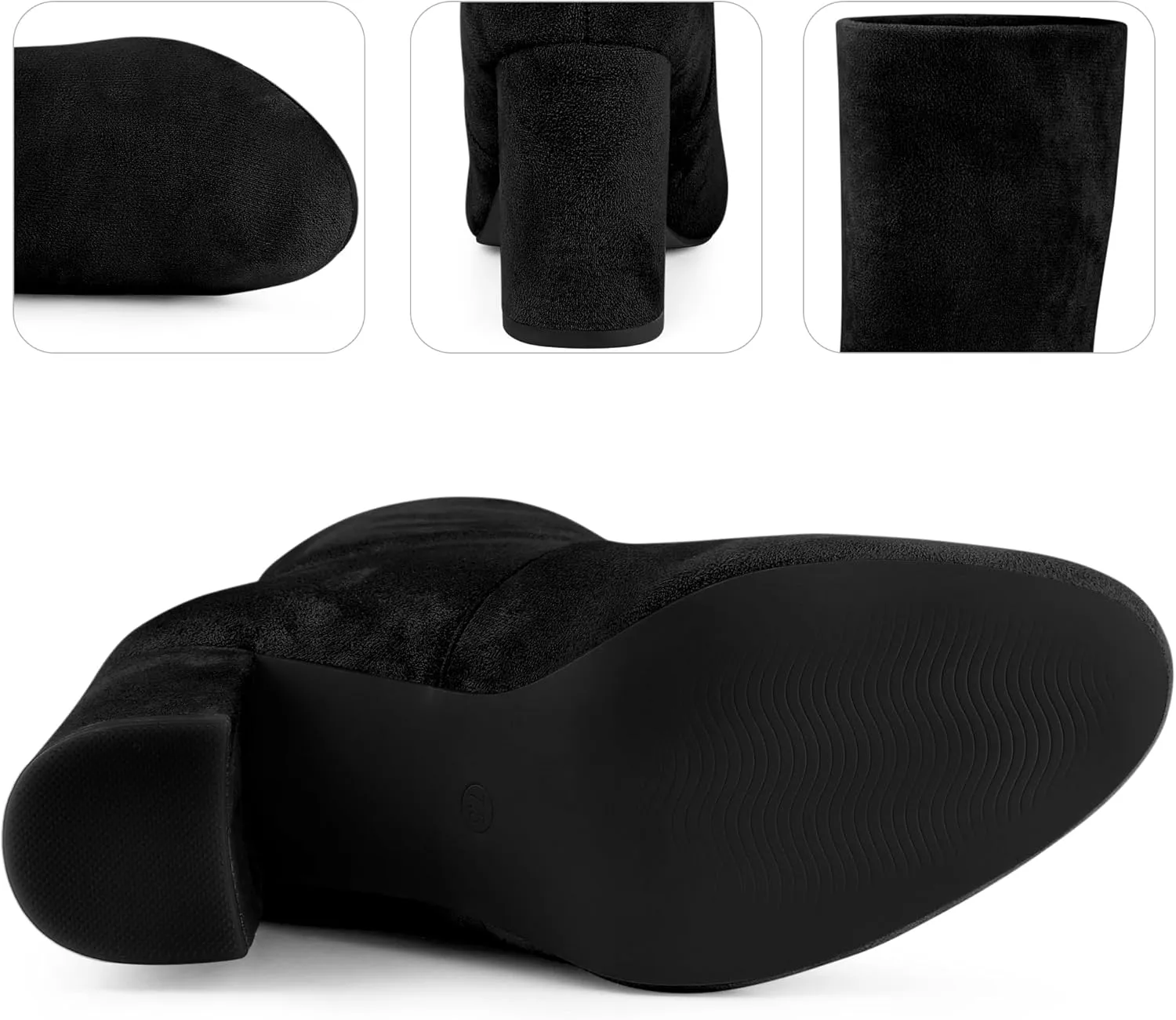 Perphy Stretch Foldable Sock Boot Round Toe Block Heel Ankle Boots for Women