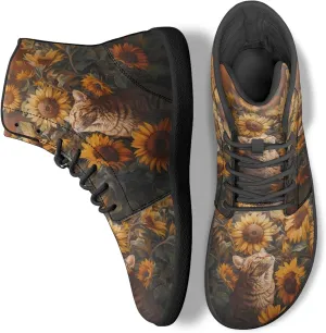 Personalized Print Sneakers for Men Women PU Leather High Top Barefoot Shoes