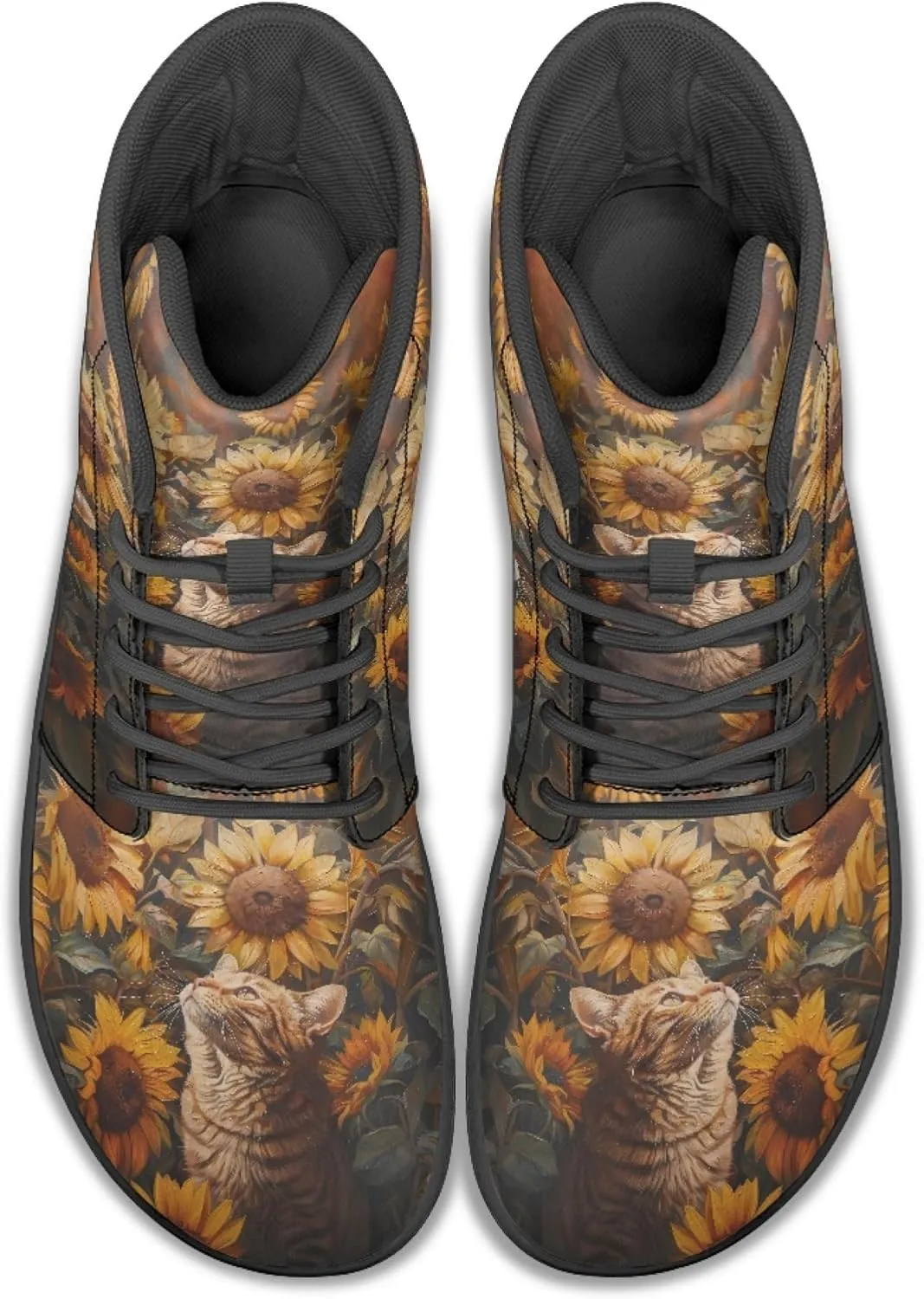 Personalized Print Sneakers for Men Women PU Leather High Top Barefoot Shoes