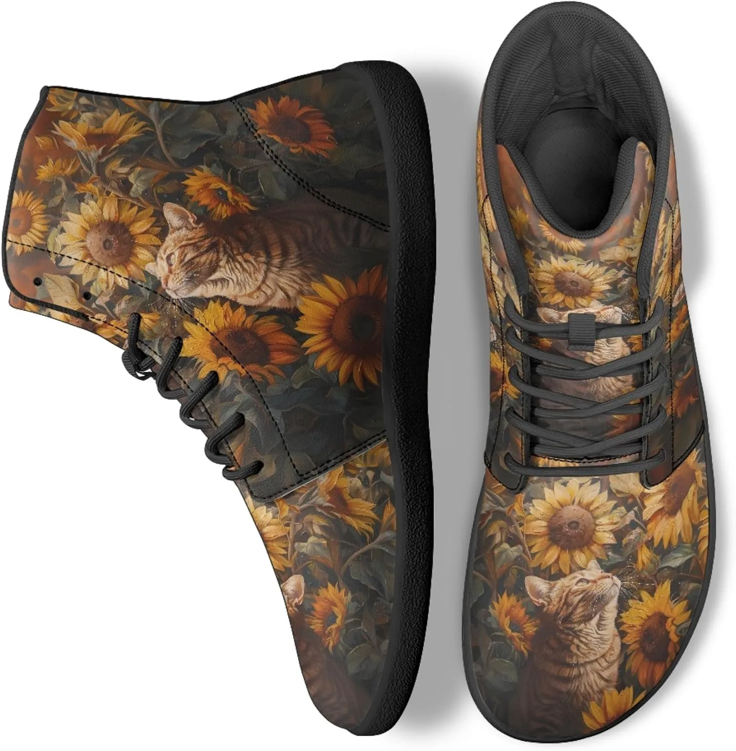 Personalized Print Sneakers for Men Women PU Leather High Top Barefoot Shoes
