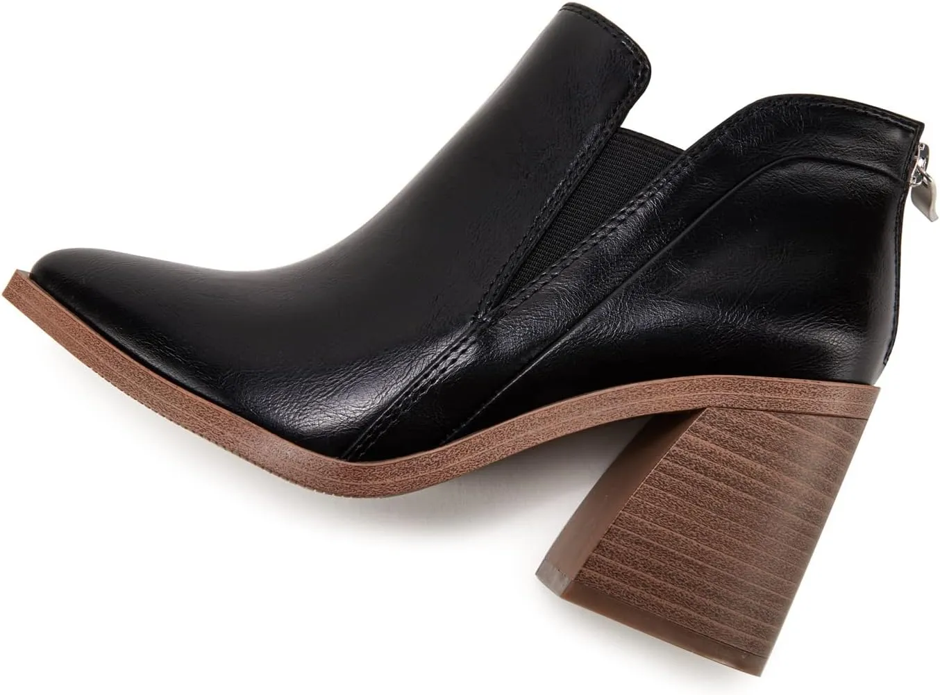 PiePieBuy Ankle Boots for Women Pointed Toe Ankle Booties Stacked Heel V Cut Back Zipper Chelsea Booties